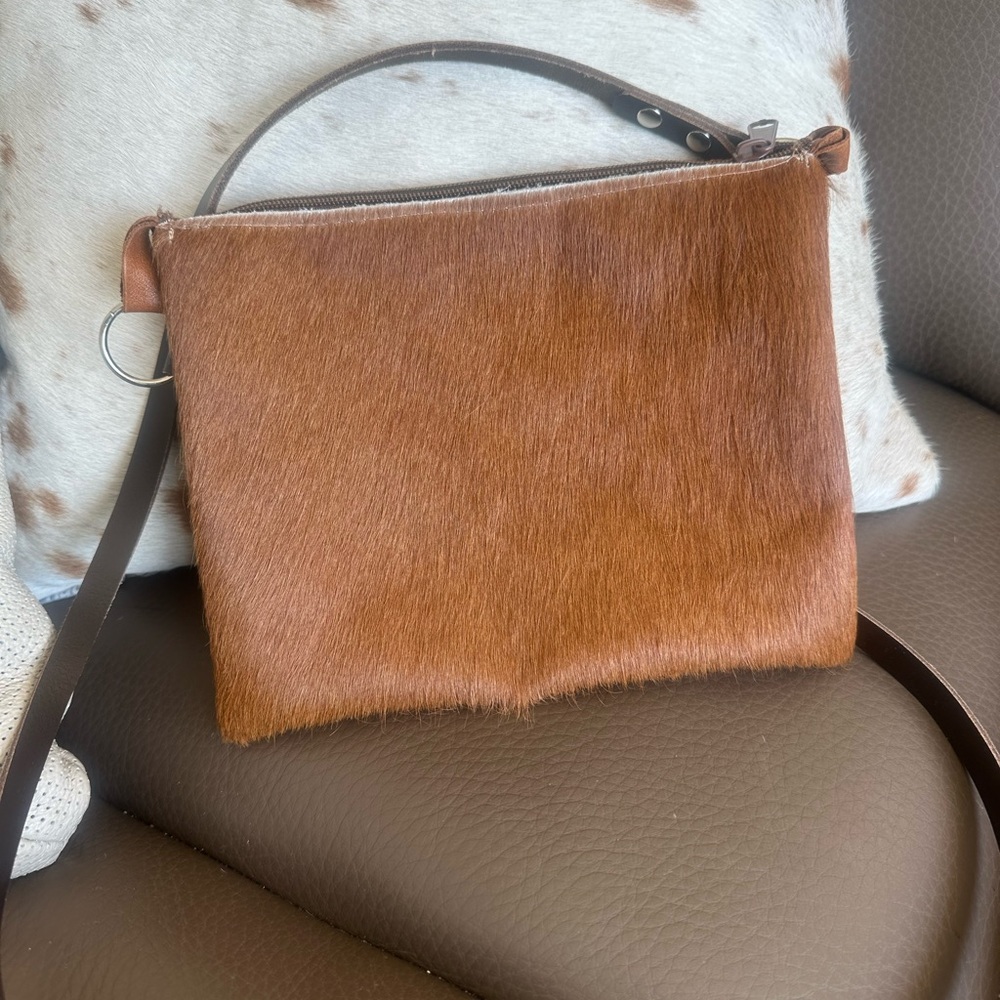 New Animal Skin Fabulous Brown Leather Crossbody Bag